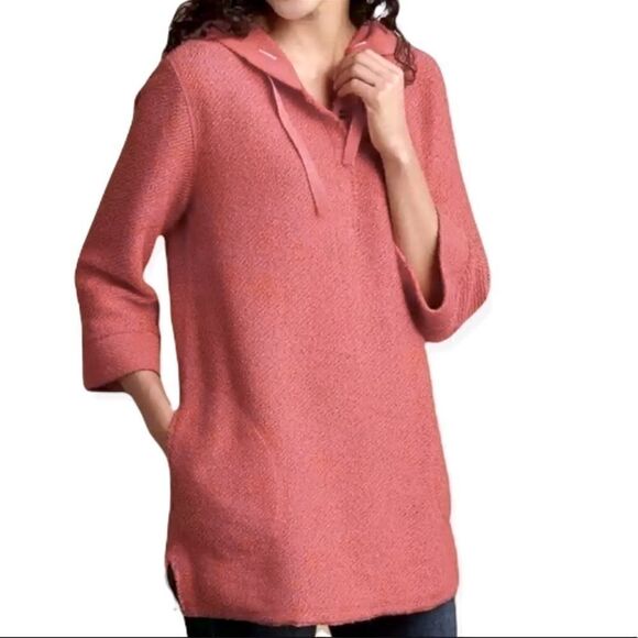soft Surroundings Cozumel Tweed Hooded Pullover Pink M - Picture 1 of 6